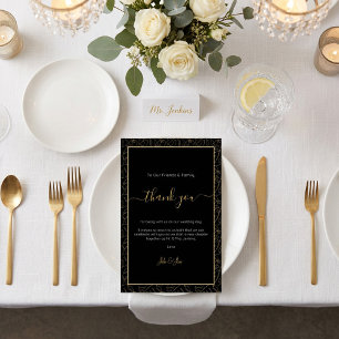 Gold monstera leaf Wedding thank you Table Card