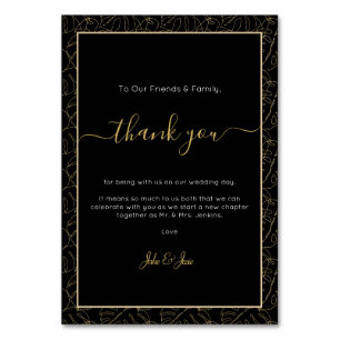 Gold monstera leaf Wedding thank you Table Card
