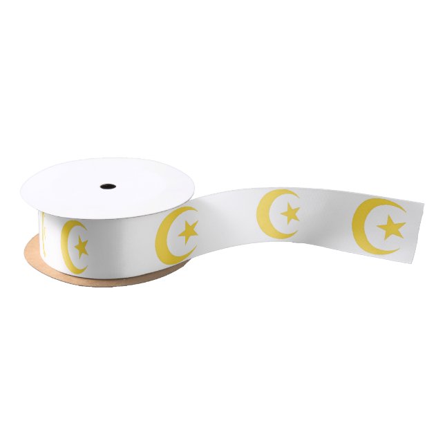 Gold moon and star Islamic Satin Ribbon (Spool)
