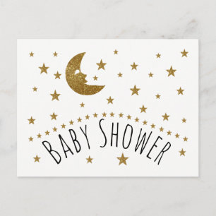 Gold Moon and Stars Baby Shower Invitation