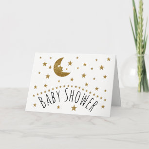 Gold Moon and Stars Baby Shower Invitation