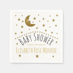 Gold Moon and Stars Baby Shower Napkin