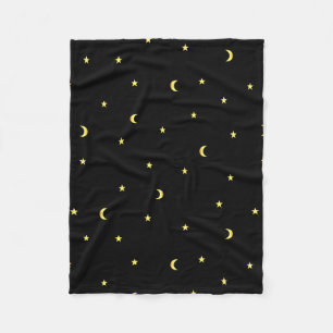 Gold Moon and Stars Fleece Blanket