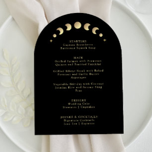 Gold Moon Arch Wedding Menu Card