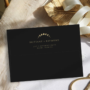 Gold Moon Black Wedding Envelope