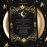 Gold Moon Gothic Bats Lantern Wedding