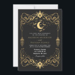 Gold Moon Gothic Bats Lantern Wedding  Invitation<br><div class="desc">Invite your wedding guests with this elegant and gothic design with bats,  stars,  and a moon. Design is not real foil. Matching Items in our shop for a complete party theme.</div>