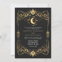 Gold Moon Gothic Bats Lantern Wedding 