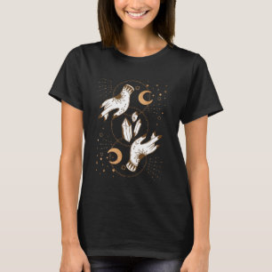 Gold moon phases crystals henna tattoo hands  T-Shirt