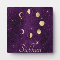 Gold Moon Phases Purple Stars Personalised