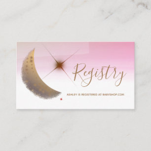 Gold moon pink watercolor baby shower registry enclosure card