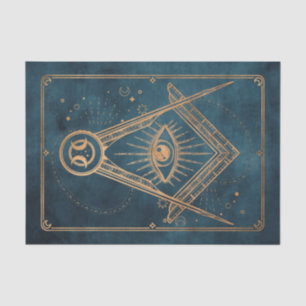 Gold moon stars all seeing eye tarot alchemy blue tissue paper