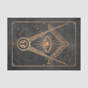 Gold moon stars all seeing eye tarot alchemy coal tissue paper