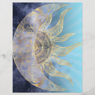 Gold Moon Sun Mandala Celestial Design Custom Letterhead