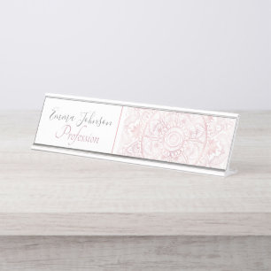 Gold Moon Sun Mandala Celestial Design Desk Name Plate