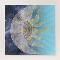 Gold Moon Sun Mandala Celestial Design