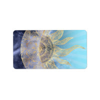 Gold Moon Sun Mandala Celestial Design