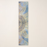 Gold Moon Sun Mandala Celestial Design Scarf<br><div class="desc">A whimsical, mystic universe nebula gold crescent moon and wavy rays sun mandala celestial design, featuring a crescent stage glowing moon with mandala flowers and night dark blue nebula galaxy stars, dots, circles geometric shapes, mermaid scale, and wavy rays sun mandala, floral and leaves doodling art, made with a faux...</div>