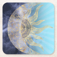 Gold Moon Sun Mandala Celestial Design