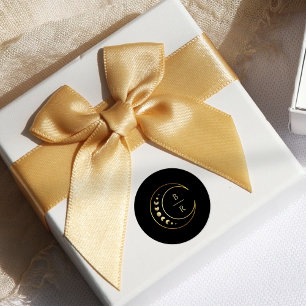 Gold Moon Wedding Classic Round Sticker