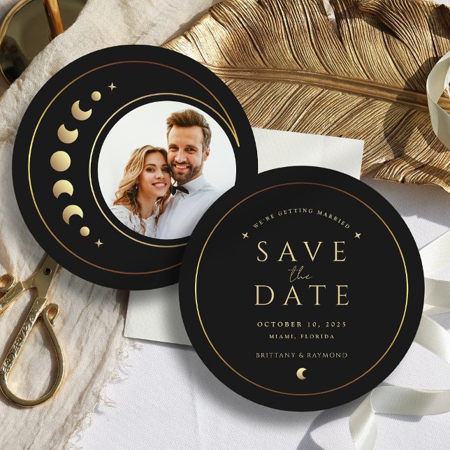 Gold Moon Wedding Save The Date Card (Creator Uploaded)