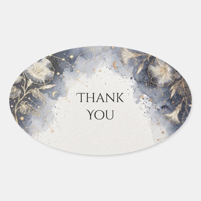 Gold Moonflower Celestial Wedding Sticker (Front)