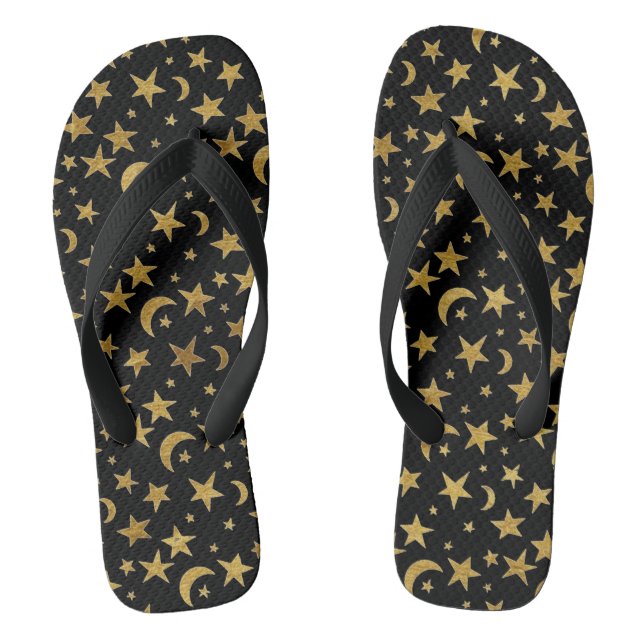 Gold Moons and Stars Flip Flops (Footbed)