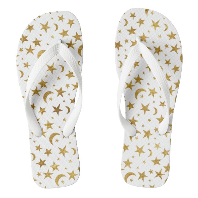 Gold Moons and Stars Flip Flops (Footbed)