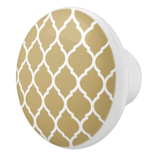 Gold Moroccan Quatrefoil Ceramic Knob