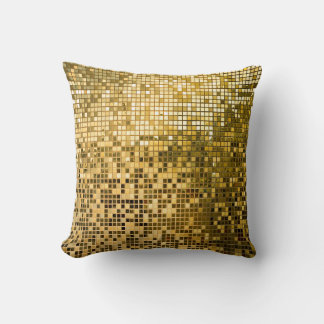 Gold Mosaic: Square Tiles Texture. Cushion