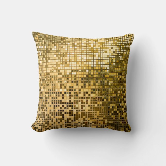 Gold Mosaic: Square Tiles Texture. Cushion (Front)