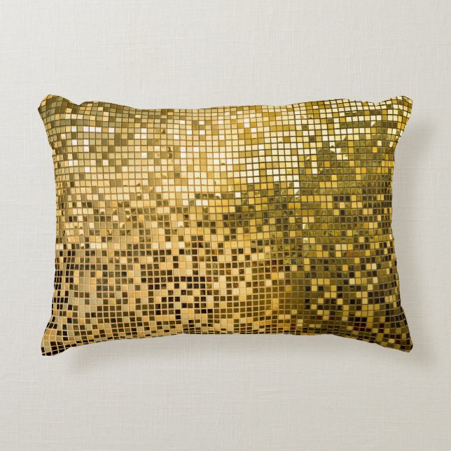 Gold Mosaic: Square Tiles Texture. Decorative Cushion (Front)