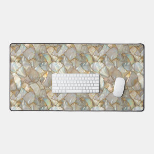 Gold Mosaic Style Mother of Pearl Desk Mat