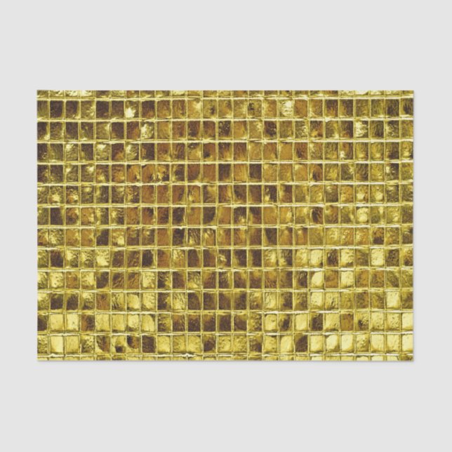 Gold Mosaic Tiles Elegant Modern Decoupage Tissue Paper (Front)