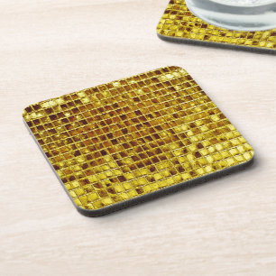 Gold Mosaic Tiles Elegant Modern Luxury Coaster