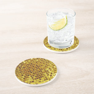 Gold Mosaic Tiles Elegant Modern Luxury Coaster
