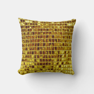 Gold Mosaic Tiles Elegant Modern Luxury Cushion