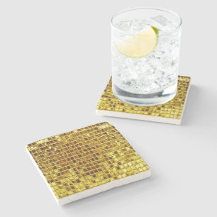 Gold Mosaic Tiles Elegant Modern Luxury Stone Coaster
