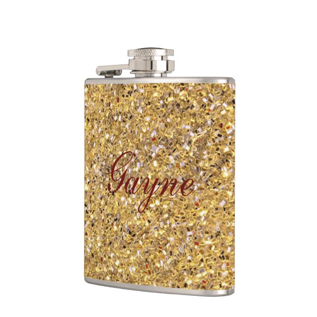 Gold Mosaique Hip Flask (Left)
