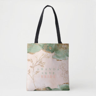 Gold Moss Eucalyptus Modern Abstract Bridal Shower Tote Bag