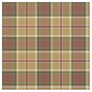 Gold, Moss Green and Red Plaid Fabric