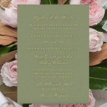 Gold Moss Green Formal Calligraphy Elegant Wedding