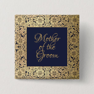 Gold Mother of the Groom Elegant Wedding Navy Blue 15 Cm Square Badge