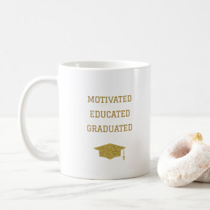 Gold Motivated Educated Graduated Mortarboard Mug