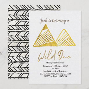 Gold Mountain first birthday invite wild one