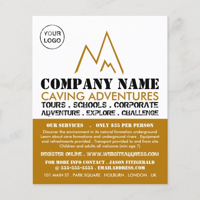Gold Mountain Logo, Caving Adventure Advertising Flyer (Front)