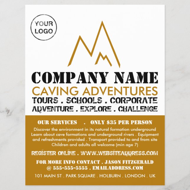 Gold Mountain Logo, Caving Adventure Advertising Flyer (Front)