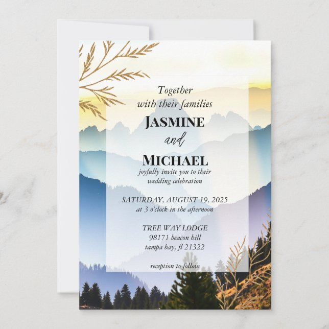 Gold Mountain Rolling Hills Landscape Invitation (Front)