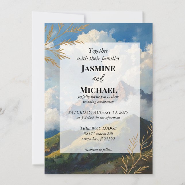 Gold Mountain Rolling Hills With Clouds Landscape Invitation (Front)