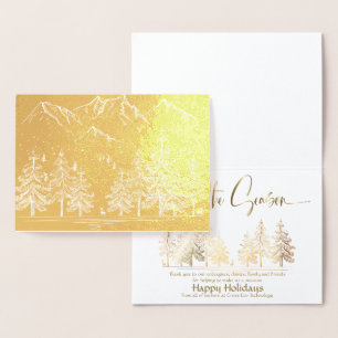 Gold Mountains and Trees Company Holiday Greeting Foil Card